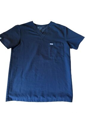 Figs Tech Short Sleeve V Neck Scrubs Top Black Size Small EUC
